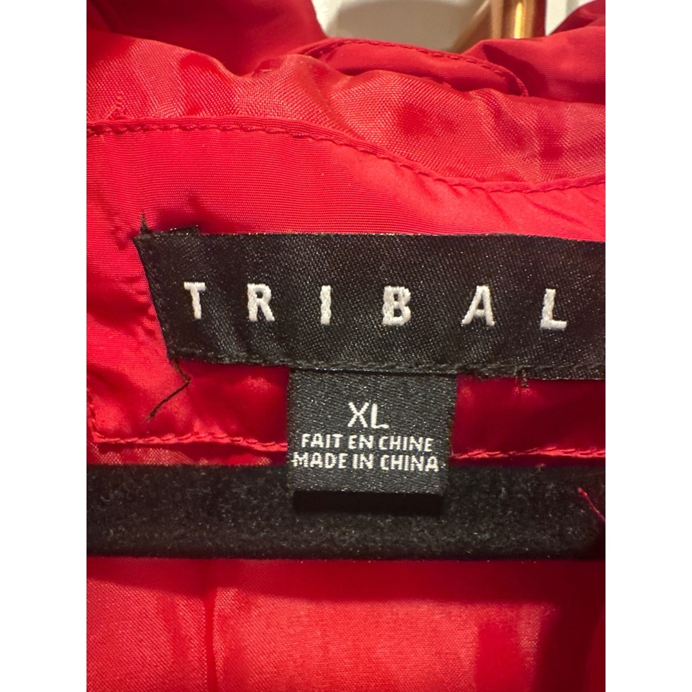 Tribal Poppy Red Quilted Puffer Vest Snap Front Side Buckles XL casual preppy - Picture 6 of 8